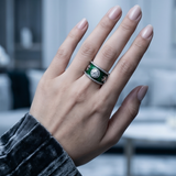 Green Meenakari Clover Band Ring