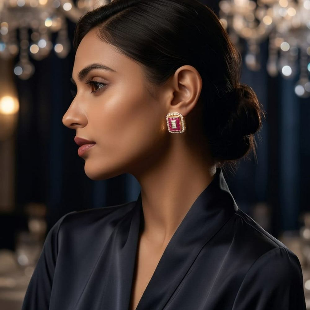 The Imperial Ruby Halo Studs