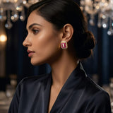 The Imperial Ruby Halo Studs