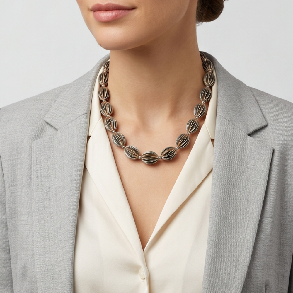 Executive Silver Ellipse Necklace
