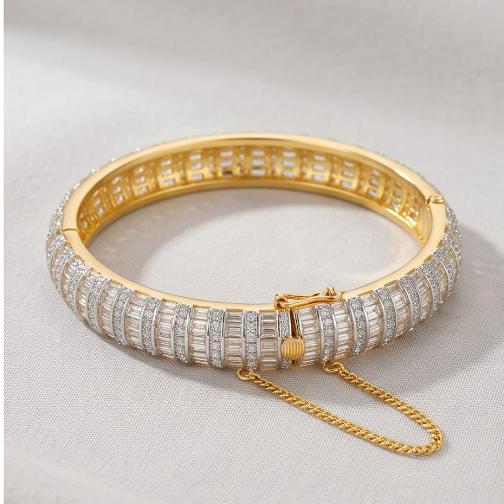1 Hinged Bangle Bracelet with Safety Chain