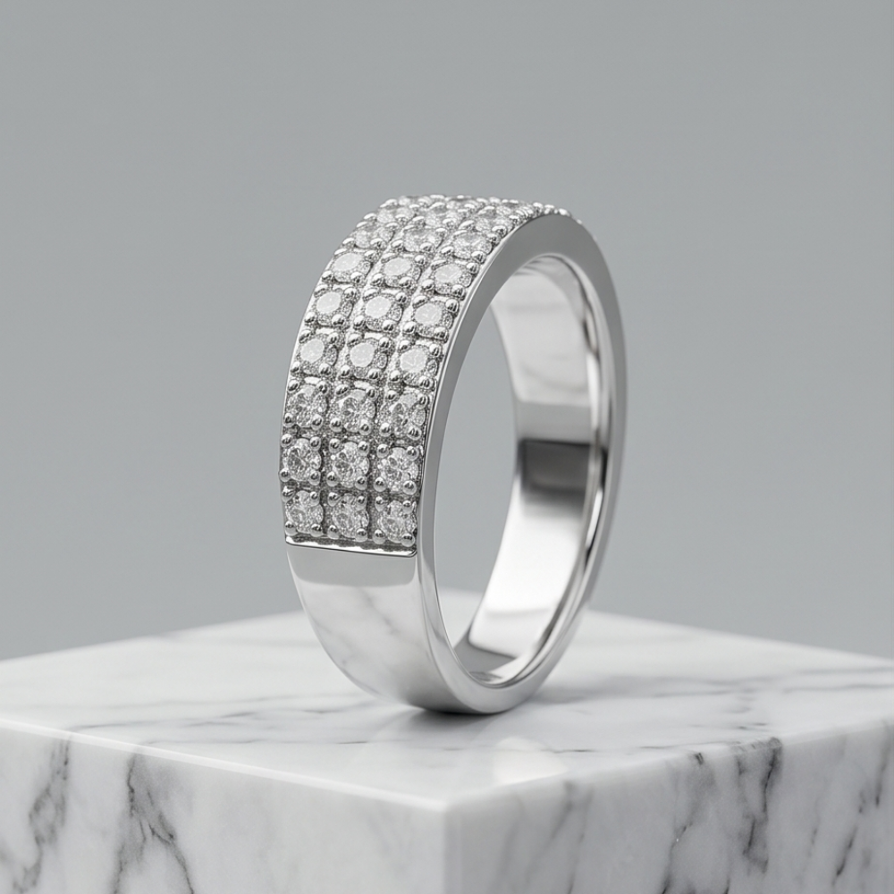 Triple Row Pave Band