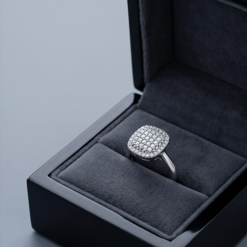 Cushion-Cut Pave Statement Ring