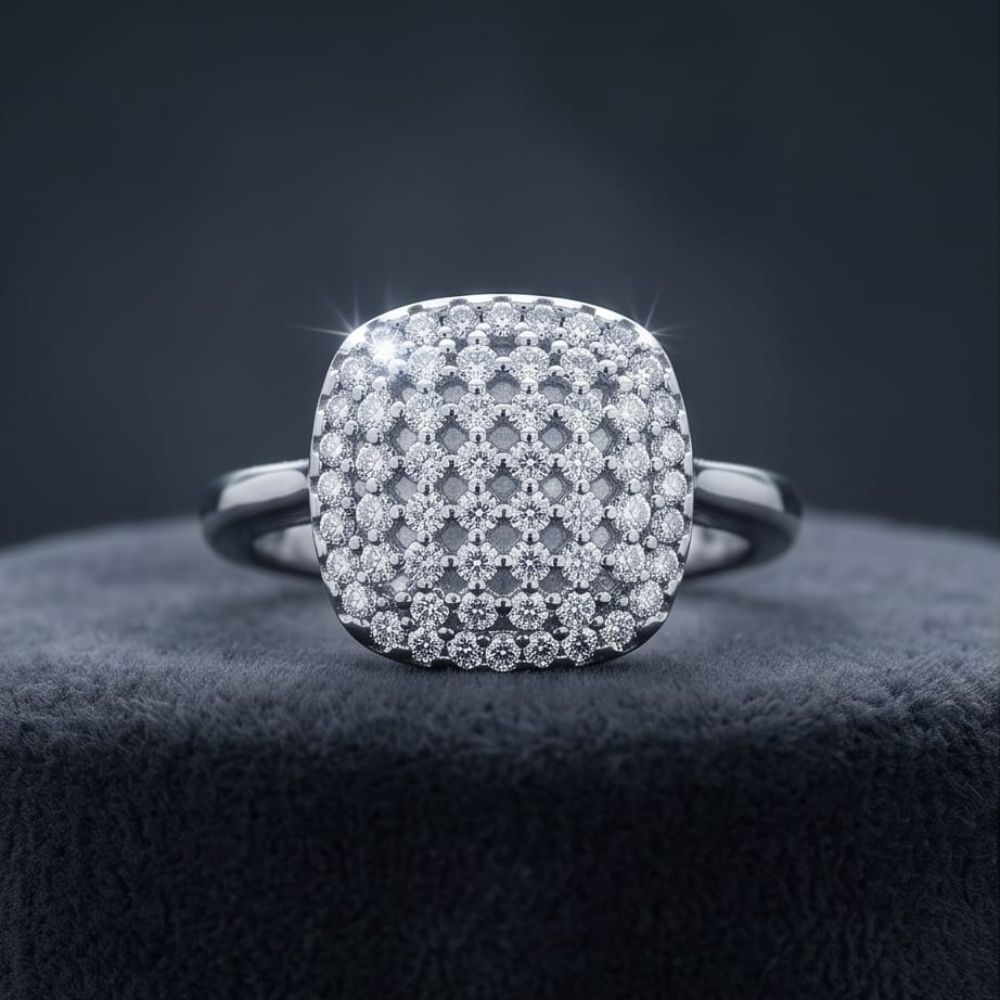 Cushion-Cut Pave Statement Ring