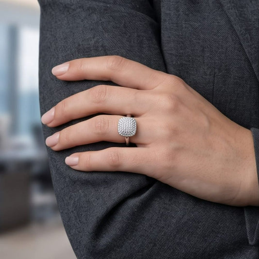 Cushion-Cut Pave Statement Ring